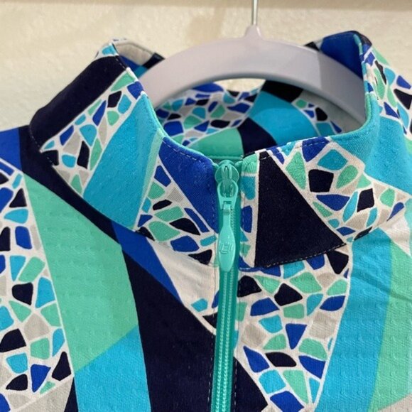 IBKUL Golf Athletic Briana Top Athleisure UPF Printed Stretch Zip - Picture 3 of 6